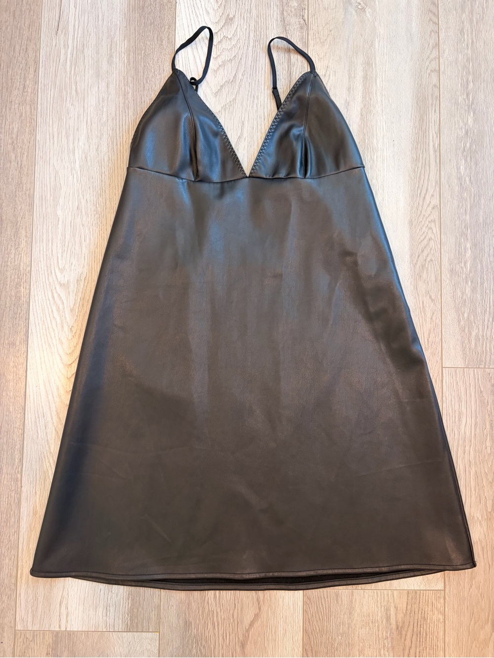 Victoria's Secret Black Faux Leather Mini Slip Dress